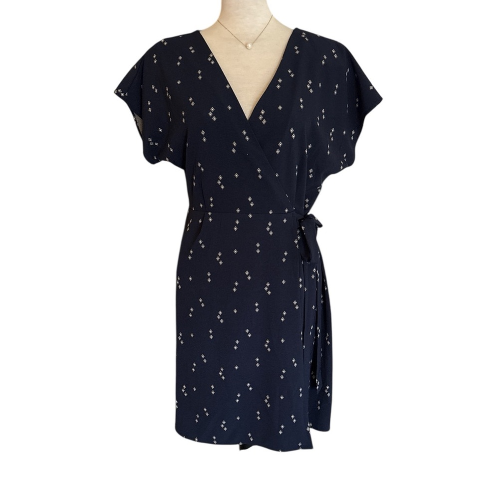 Studio B by Bobeau Navy Blue Diamond Wrap Dress